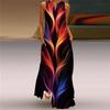 New summer women's sleeveless v-neck printed sexy dress long dress women's clothing