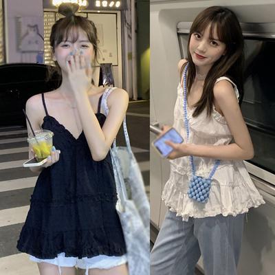 Women's Camisole Korean Style Sleeveless Shirt Spaghetti Straps Vest V Neck Backless Camisole