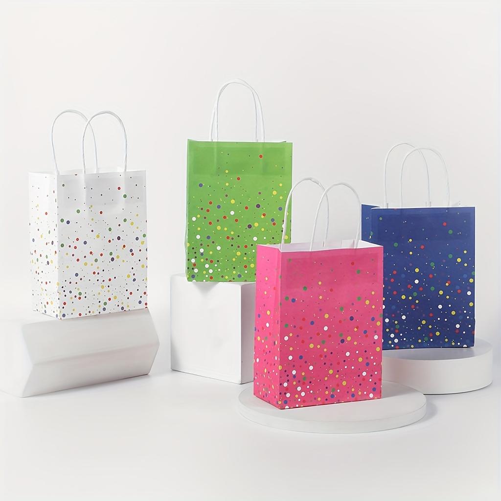 12pcs Colorful Dots Tote Paper Bag Gift Bags,Party Gift Bags,4 Colors,Christmas Birthday Wedding Party Gift Bags New Year Gift Wrapping Bags