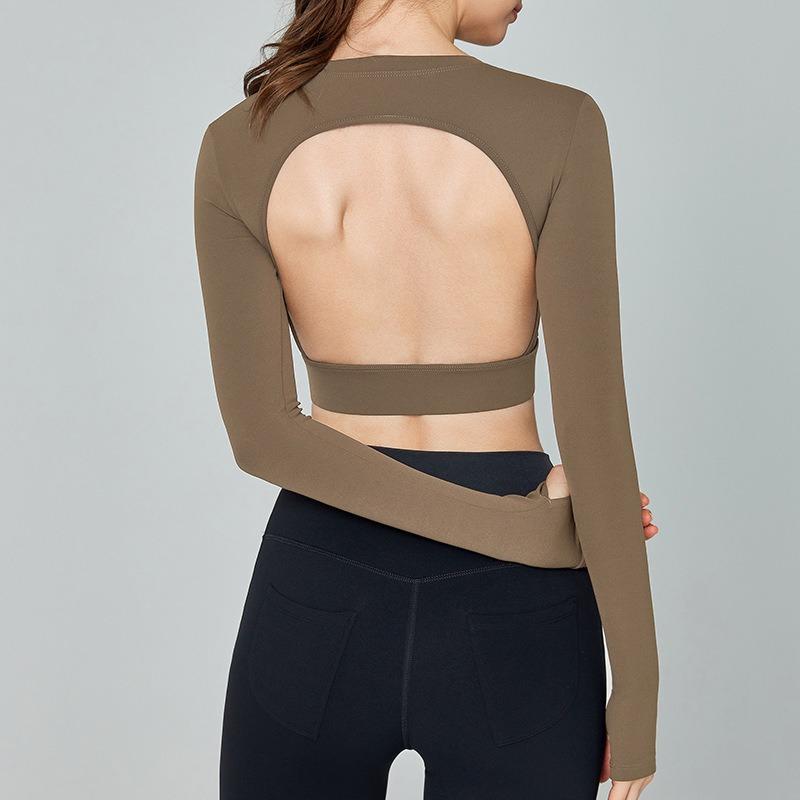 Ningbo Dashu Autumn and Winter Long-sleeved Yoga Clothes for Women with Chest Pads Tight-fitting and Beautiful Back Pilates