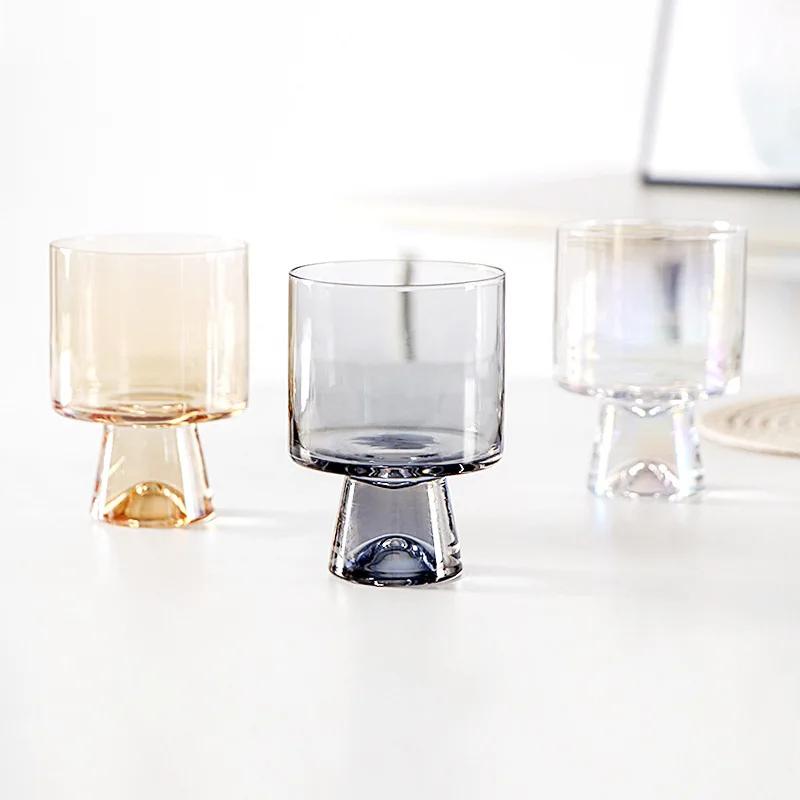 Křišťálový skleněný hrnek s rukojetí, trojrozměrně malovaný hrnek na červené a bílé víno, kreativní sklenice na kávu s motivem sněhové hory a tulipánu