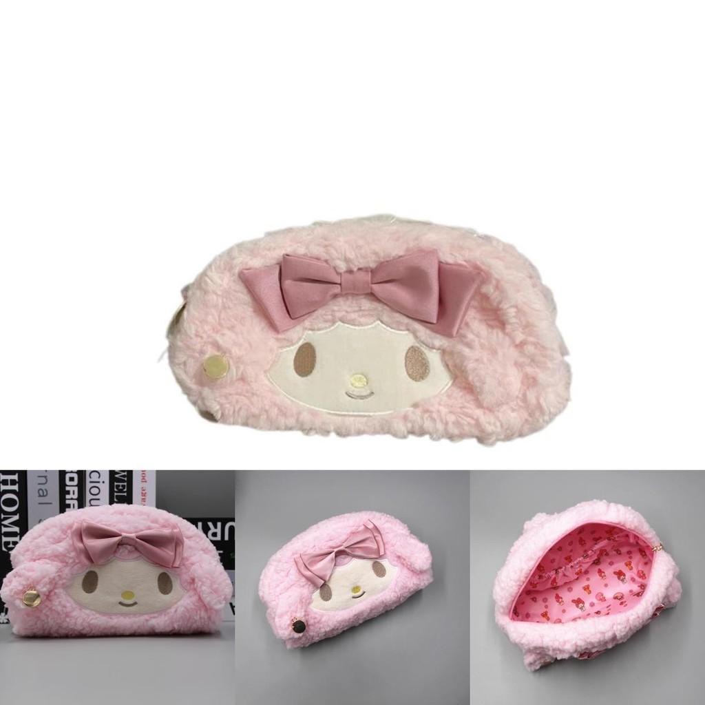 Cute Sanrio Melody Plush Pencil Bag Girl Cartoon Makeup Bag