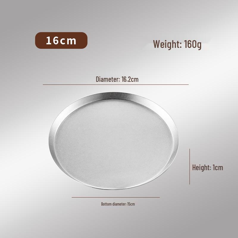 Retro Stainless Steel Round Plate - Distressed Shallow Tray for Desserts, Steaks, and Western Food with Custom Logo