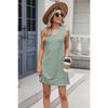 New Women's Pocket Casual Summer Solid Color V-neck Dress