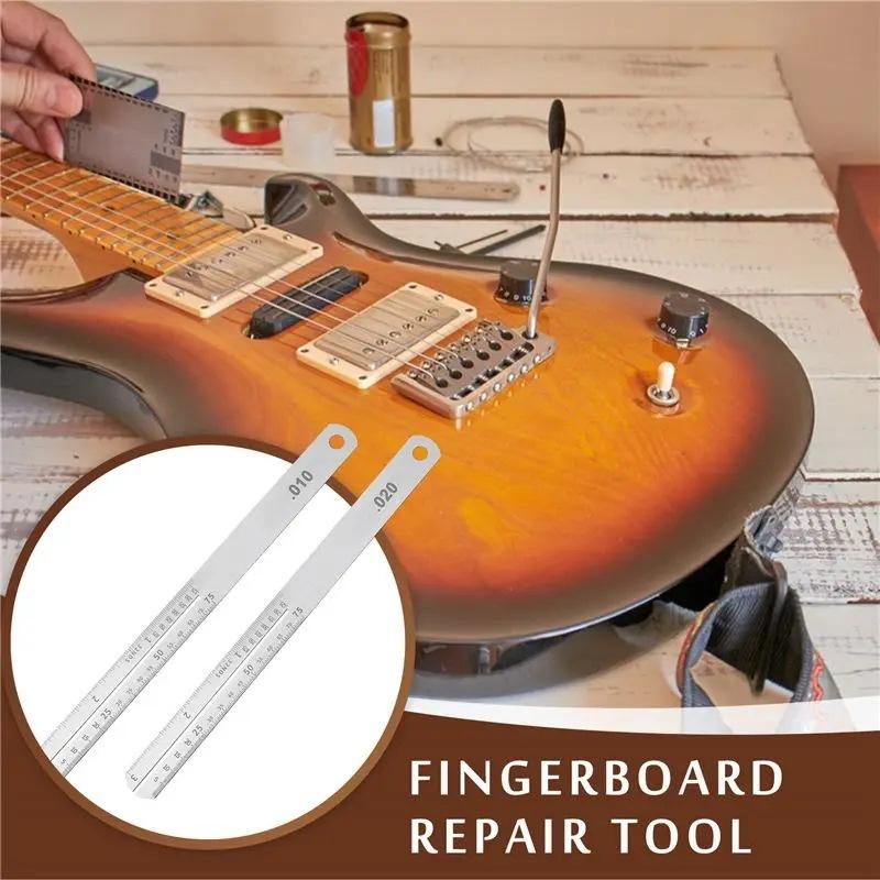 Pins Clean Cutter Stainless Steel Guitar Nut Slot Cutter Measuring Ruler Guitar Repair Tool Set