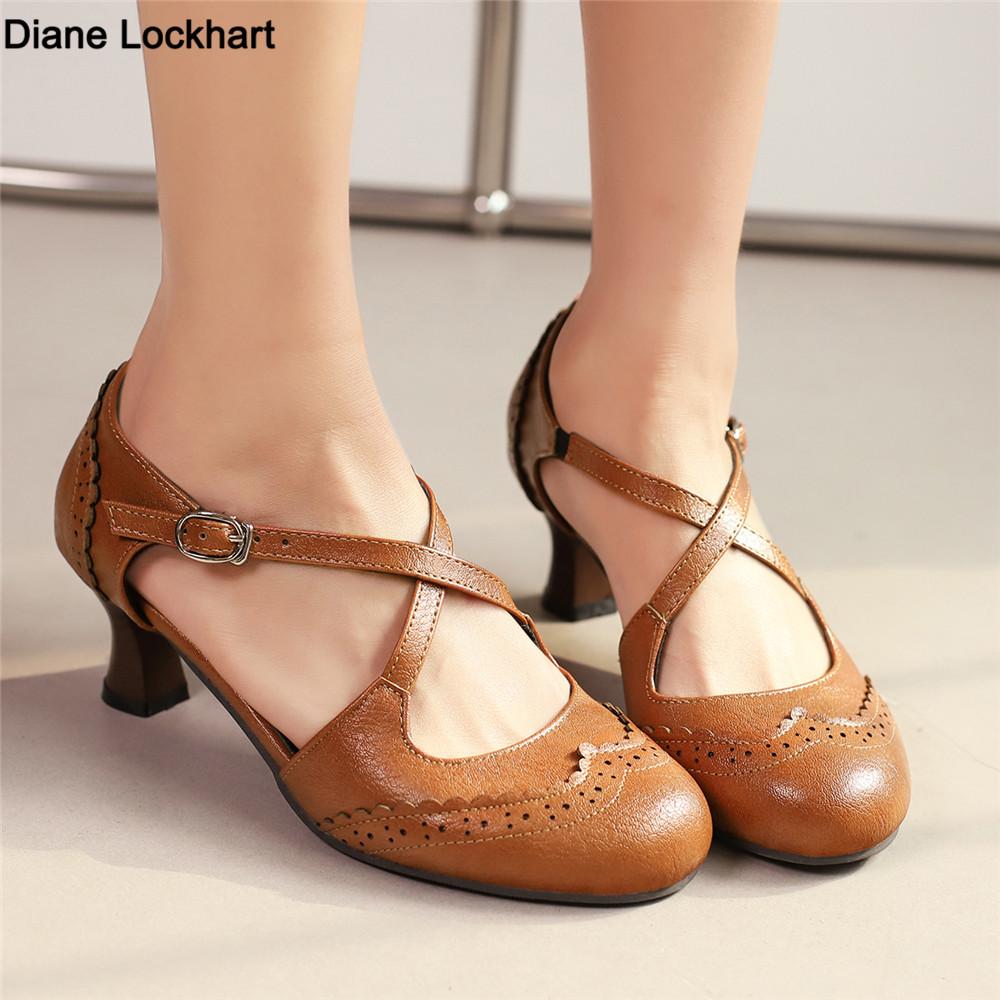 Fashion Women Shoes 2025 High Heels Spring Cross Strap Height Heel Shoes Ladies Buckle Round Head Shoes Brown Yellow Black Size 32-48