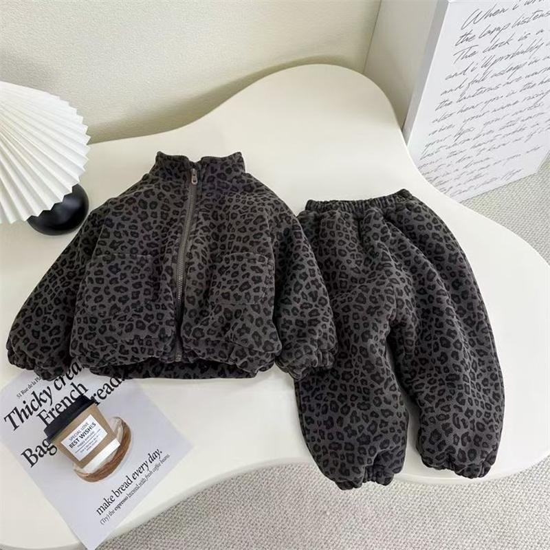 Boys Winter Sets Children Plush Velvet Warm Suits Baby Girls Thickened Jackets+Pants 2Pcs  Kids Padded Clothing Outfits