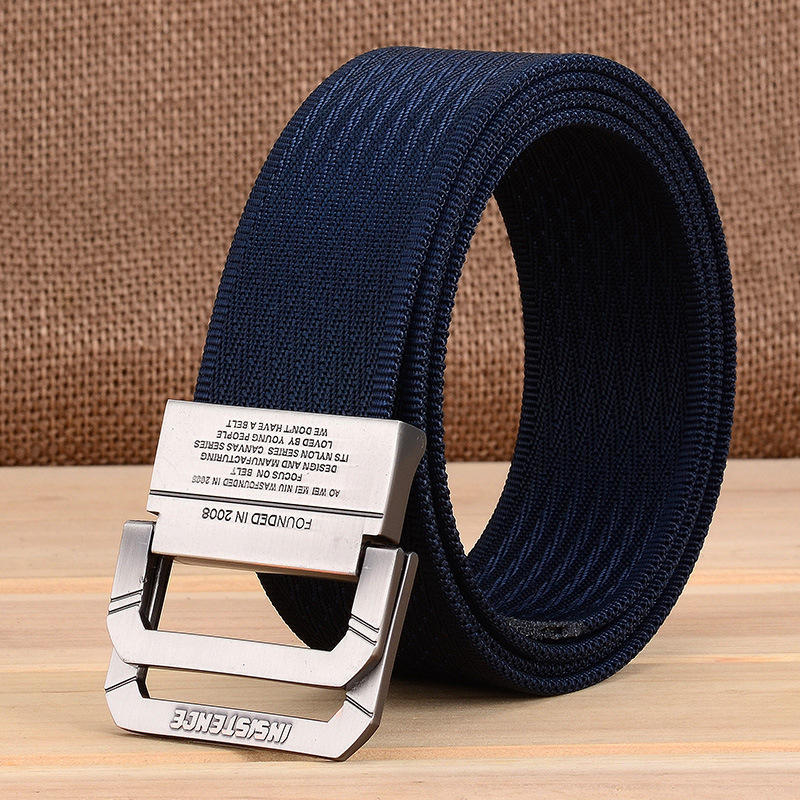 Double Ring Buckle Nylon Waistband Tactical Outdoor Sports Belt Men's Korean Weaving Canvas Nylon Pant