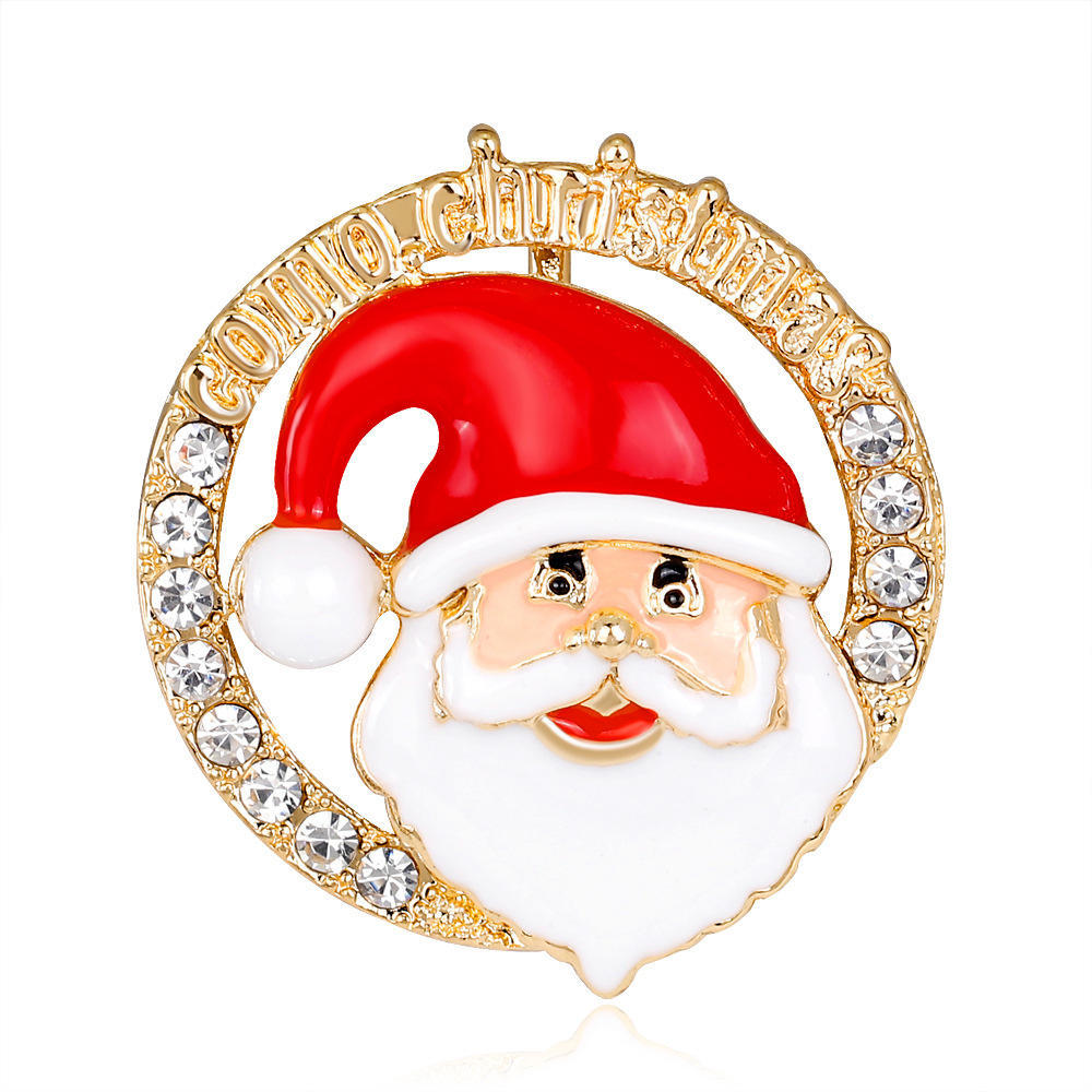 Luxury Exquisite Christmas Brooches Pin Snowman Santa Claus Boot Garland  Jewelry Gift  Decoration