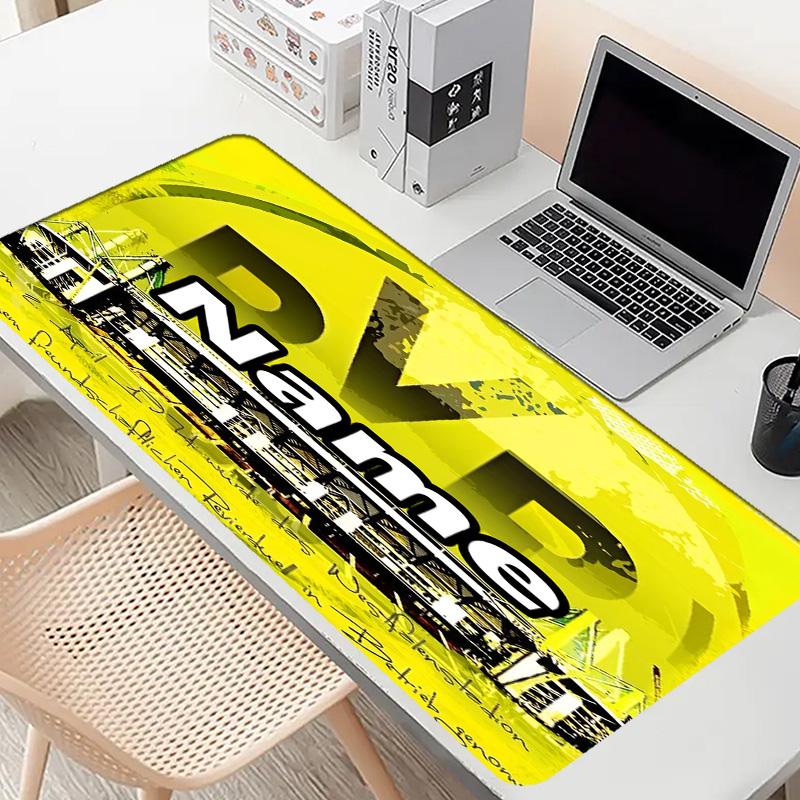 Custom Name Personalized Borussia Dortmund Pattern Mousepad, Laptop PC Desk Mat, Decorative Desk Mat for Home Keyboard Pad Gift