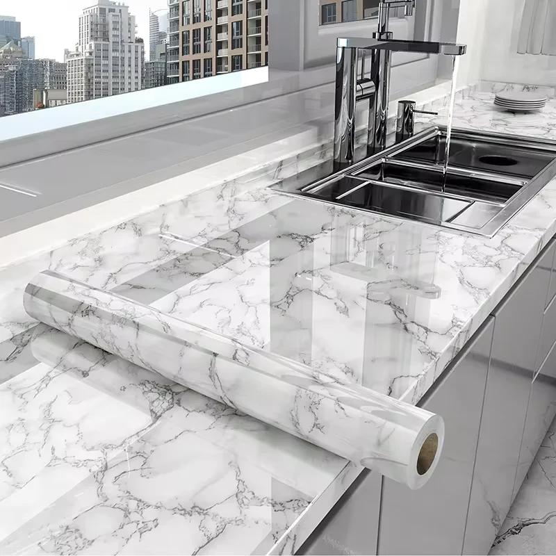 Decorative Waterproof Moisture-proof Oil Resistant Self-adhesive Wallpaper Ceramic Tile Wall Sticker 40cm Marble Countertop