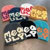 Hat Minimalist Knit Embroidered Letters Meaulp Winter Warmth Earmuff Protection