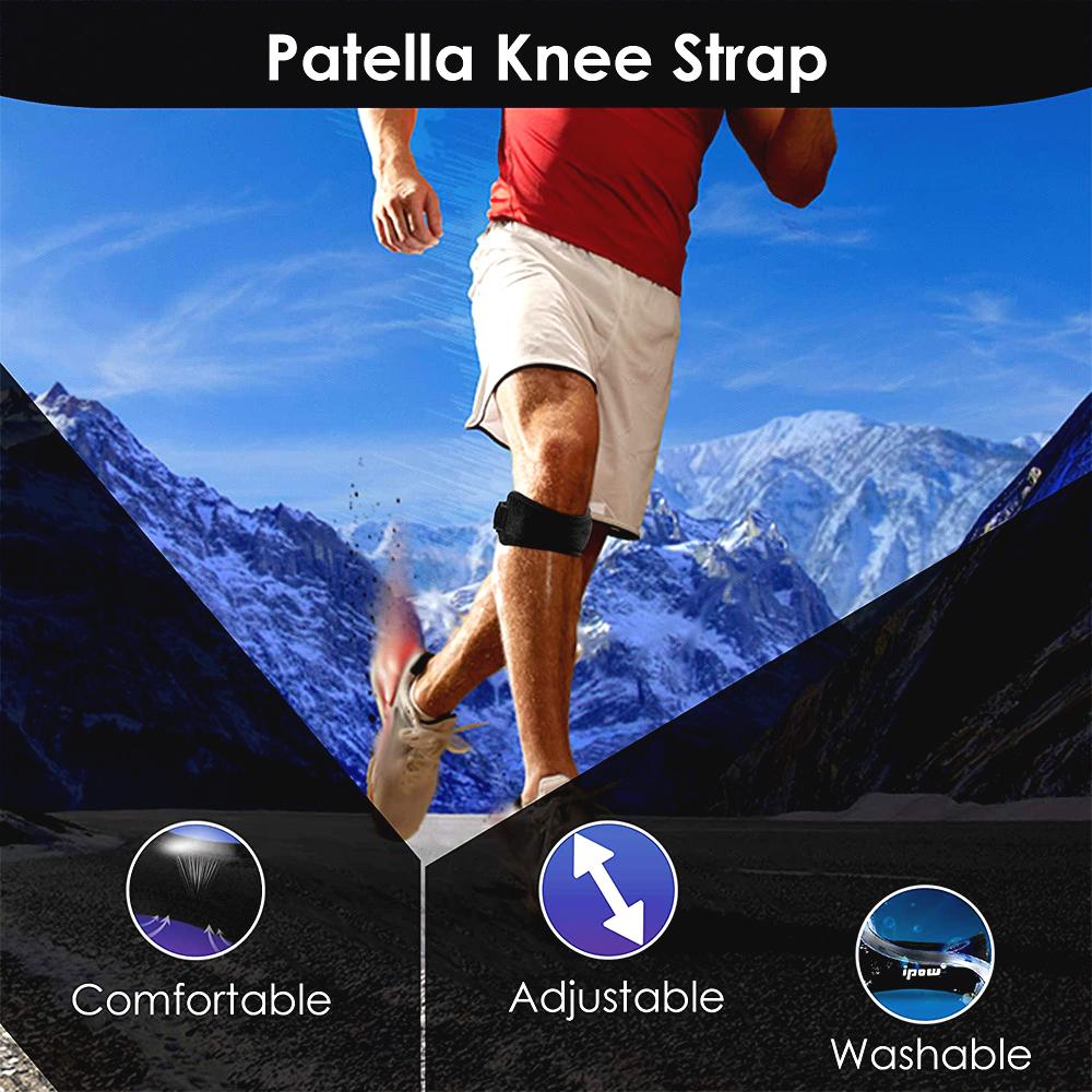 1 Pair Patella Kneecap Band Adjustable Silica Gel Knee Tendon Straps Protector Knee Pads Running Sports Cycling Gym Knee Support