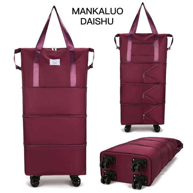 Women's Large-Capacity Rolling Backpack: Foldable, Portable Travel Bag with Universal Wheels