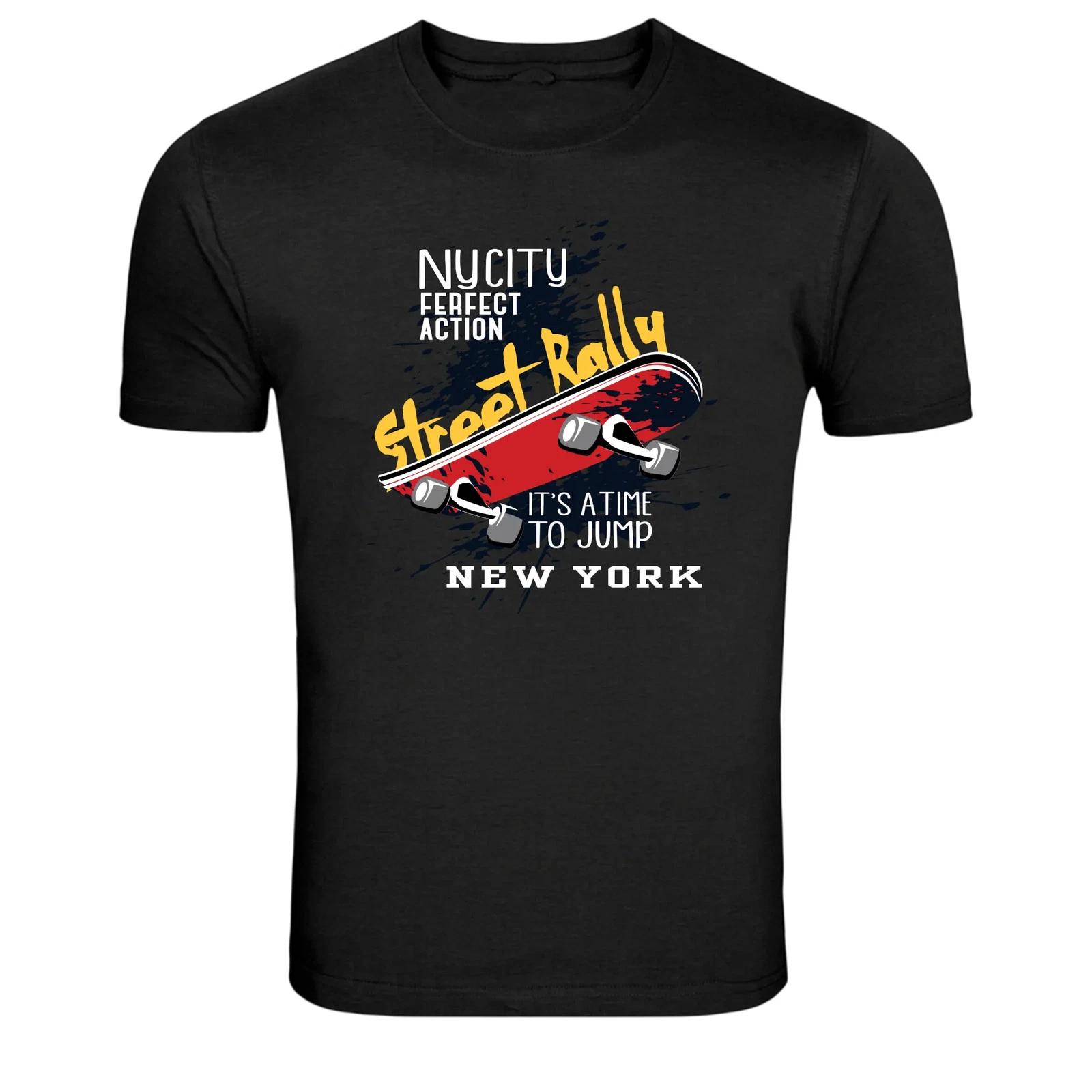 NYC Street Rally Skateboard Action Graphic T-Shirt L