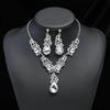 Vintage Statement Necklace Earrings Set Alloy Plated Jewelry Evening Party Wedding