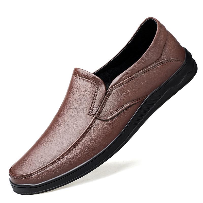 Men s Summer Casual Leather Slip-On Loafers - Korean & British Style Driving Shoe 40