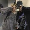 Harajuku Casual Frauen T-shirts Schwarz Gothic Cartoon Vintage Print Street Baggy Lose Hip Hop Paar Langarm T Shirts Frauen