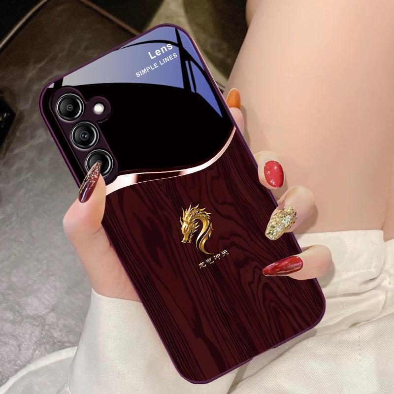 Чехол-бампер из стекла Dragon QiSoarsintothe Sky для Samsung Galaxy A14 4G 20 30 52 20S 21S 22 A32 33 34 42 50 51 53 54 70 71 72 73 5G For Samsung A73 5G black