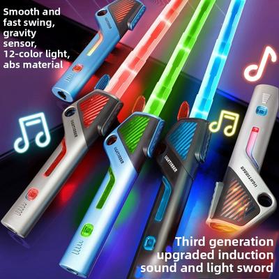 Jucării Spadă Colorate Strălucitoare Non-Toxice pentru Copii Spadă Laser Muzicală Telescopică Jucărie Rotațională de Decompresie Spadă Luminoasă Jucării pentru Copii și Adulți