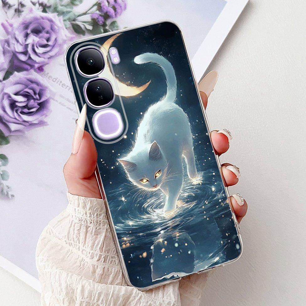 For Vivo V40 Lite 5G IDN Case V2417 Clear Cute Cat Fashion Butterfly Love Painted Soft Phone Case For Vivo V40 Lite 4G IDN Cover