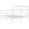 Metal Bed Frame with Headboard and Footboard White 120 x 190 cm