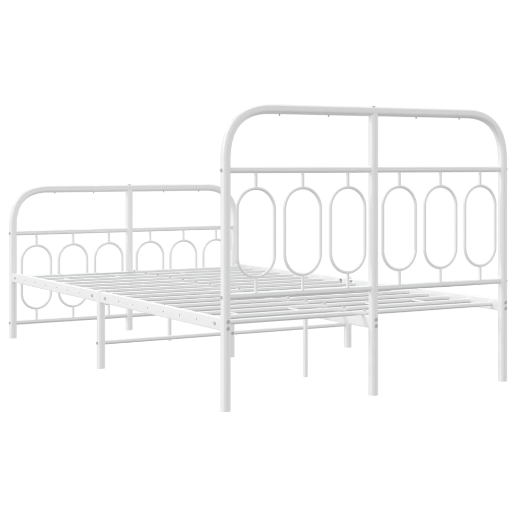 Metal Bed Frame with Headboard and Footboard White 120 x 190 cm