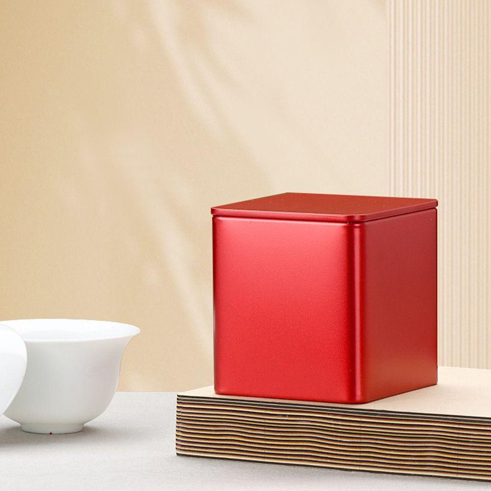 Hiqh Quality Tinplate Tea Tin Square Large Capacityf Sealed Tea Can Moisture-proof Coffee Bean Storage Box for Home&Travel