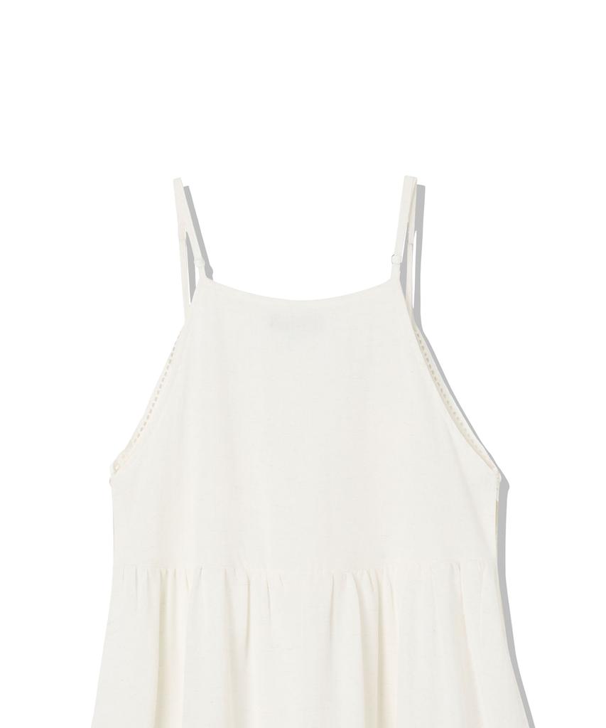 Penfield Laser-Cut Embroidered Shirring Dress White_Fs2Ws54F