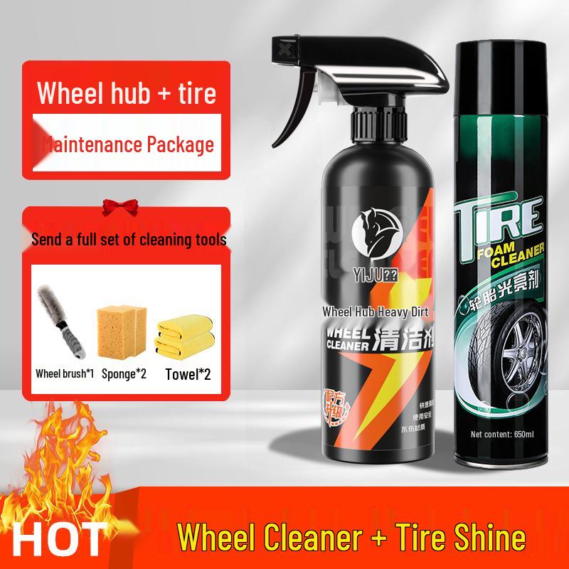 Wheel & Tire Rust Remover Spray - Cleans Car Rims, Eliminates Iron Powder, Safe for Aluminum Alloy