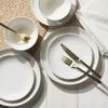 Elegant 10.5 Inch Stoneware Dinner Plate Ribbed Edge Microwave Dishwasher Safe Durable Ceramic Dish