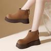 Fashion Matte Soft Leather Short Boots Women's Autumn and Winter New Naked Boots Versatile Fashion Thick-soled Martin Short Boots