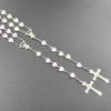 Christian Rosary Beads Necklace For Women Cross INRI Virgin Mary Pendant Pink Heart Chain Female Religion Prayer Party Jewelry