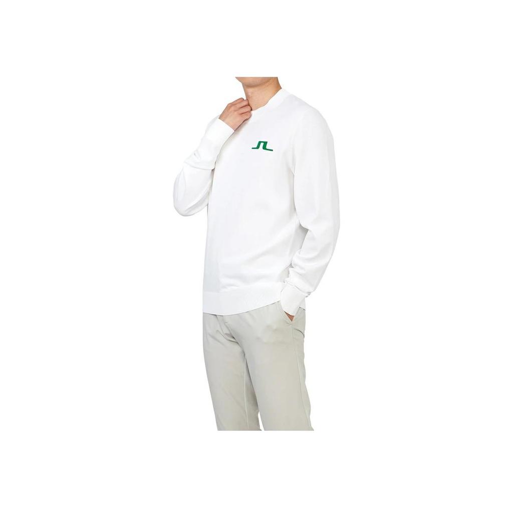J.Lindeberg Logo Print Crew Neck Pullover Long Sleeve Sweatshirt Men sweatshirt White AMKW08142-0000