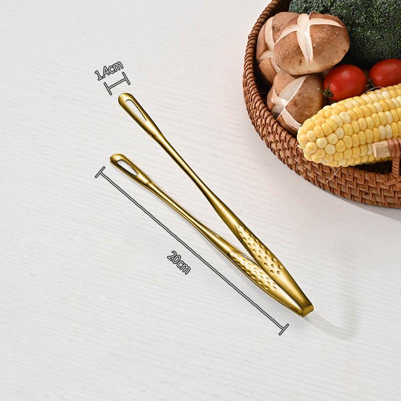 304 Stainless Steel Grill Tongs Korean BBQ Tongs Non-Slip Steak Clip Kitchen Tong for Cooking Pasta Salads Buffet Food Serving