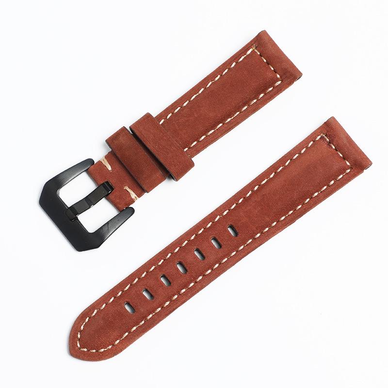 Panerai Mattes Vollnarbiges Rindsleder Vintage Crazy Horse Sport Echtes Leder Uhrenarmband 22/24.