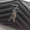 [Pre-Owned] Ysl Envelope Silver Logo Quilted Grainy Embossed Leather Envelope Chain Wallet Shoulder Crossbody Bag - Excellent #1TE77E9