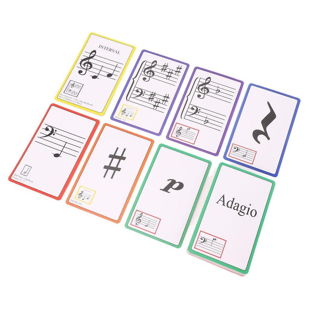 50 stk Musikk Flashkort Fargekodet Dobbeltsidig Piano Note Flashkort for Læring