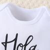 Newborn Baby "Hola Abuelos" Print 100%Cotton Bodysuit Cute Short Sleeve Jumpsuit Onesie