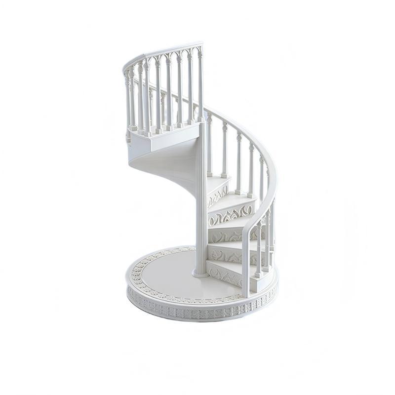 

Miniature Spiral Staircase Model 1/12 Dollhouse European Style Furniture Decor Ornament Dolls House Accessories Pretend Play Toy білий