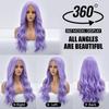 Purple Body Wave Synthetic Wigs For Women Long Ombre Cosplay Party Colorful Wig Natural Hair Heat Resistant Pelucas De Mujer
