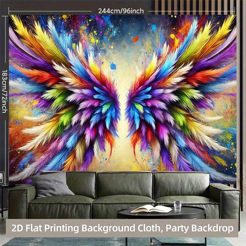 1Pcs Artistic Wings Colorful Feathers Pattern Decoration Background Fantasy Backdrop Decorations For Photo Studio Booth Party
