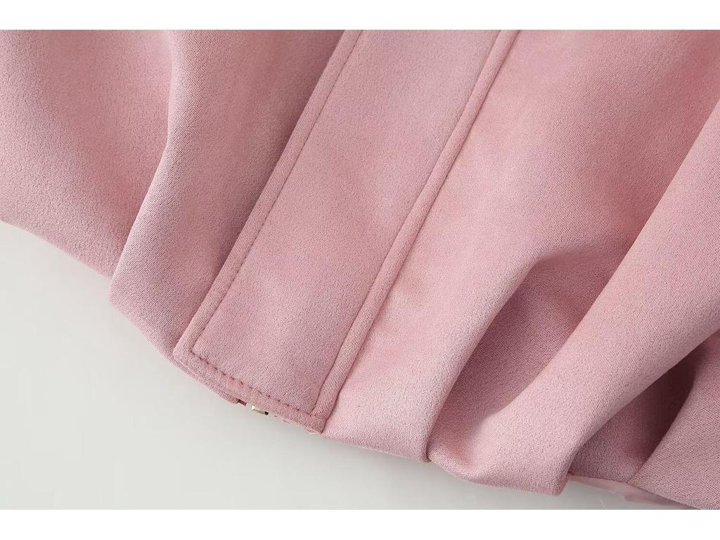 Spring 2025 Women's Fashion European and American Style Suede Short Turn-Down Collar Jacket