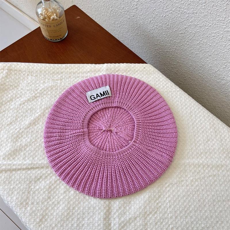 Zhao Lusi Same Style Korean Version Versatile Knit Beret For Women Winter Fashion Concave Shape Beret Peaked Cap Newsboy Hat Trendy