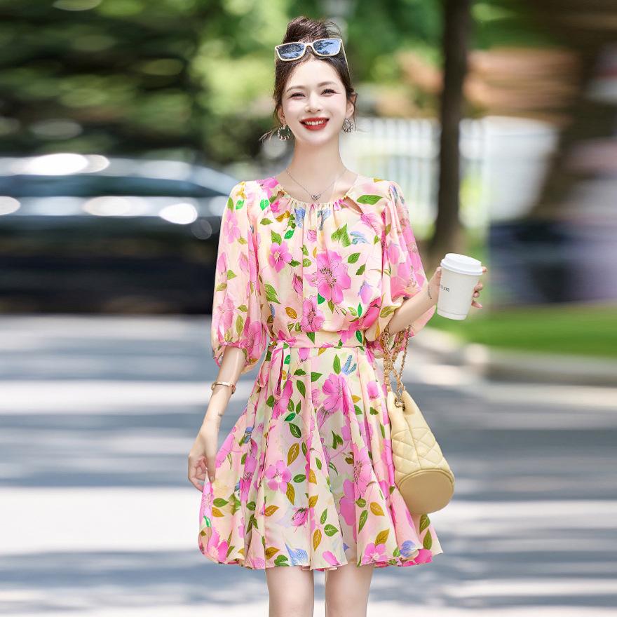 

Популярное взрывное цветочное платье женское летнее новое маленькое модное платье с рукавами-фонариками 2XL