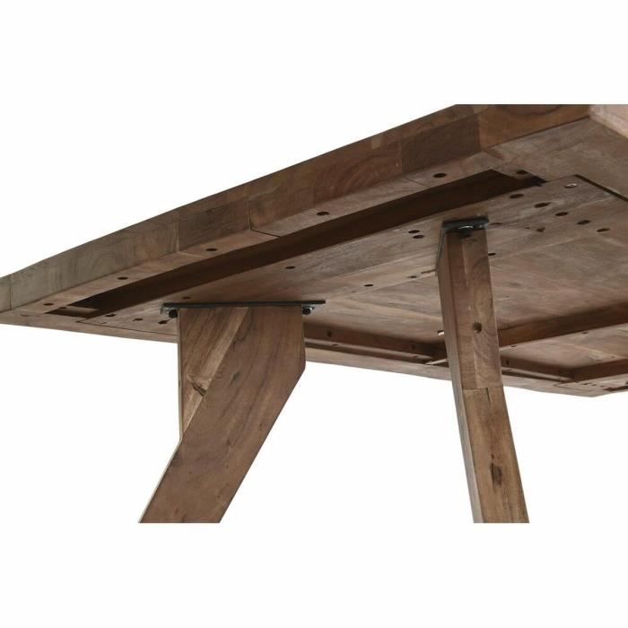 Table De Salle À Manger - Acacia - Marron - Design Colonial - 200x200 Cm - Bois Massif
