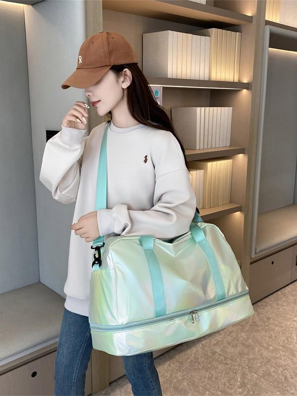Large Capacity Colorful Shiny Fitness Travel Bag with Wet/Dry Separation - Versatile Crossbody Shoulder Bag