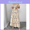 Französisches bedrucktes Kleid mit Puffärmeln aus Polyester für den sommerlichen Freizeitlook