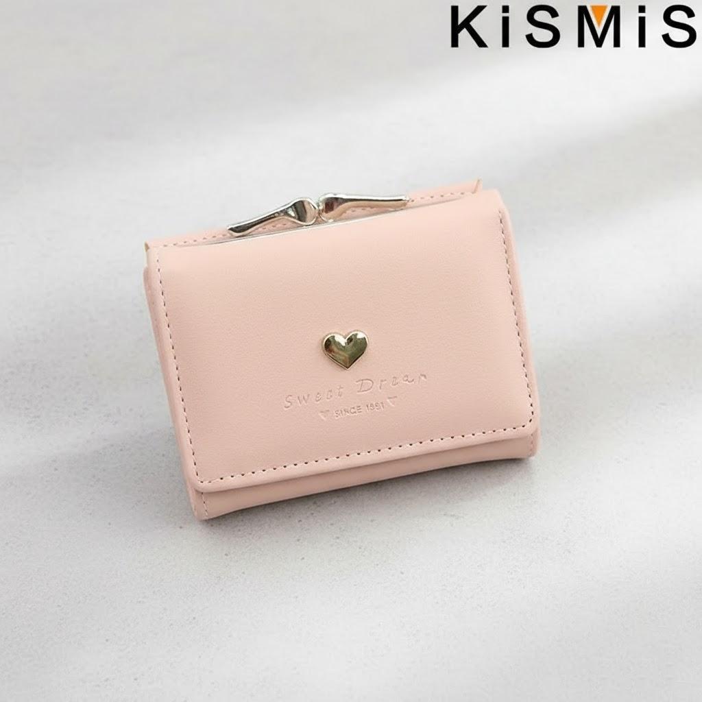 Female Tri-fold Wallet Korean Fashion Small Coin Purse Love Design Stylish Ladies Card Holder Wallet