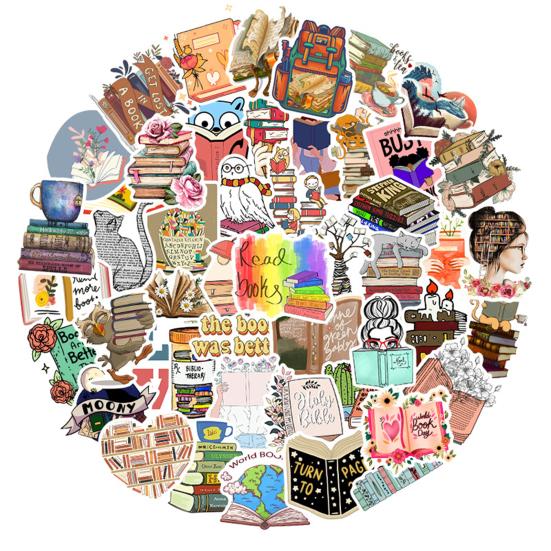 

50 шт., канцелярские наклейки, водонепроницаемые, яркий дизайн, наклейки с узором для чтения книг для детей, подростков, взрослых